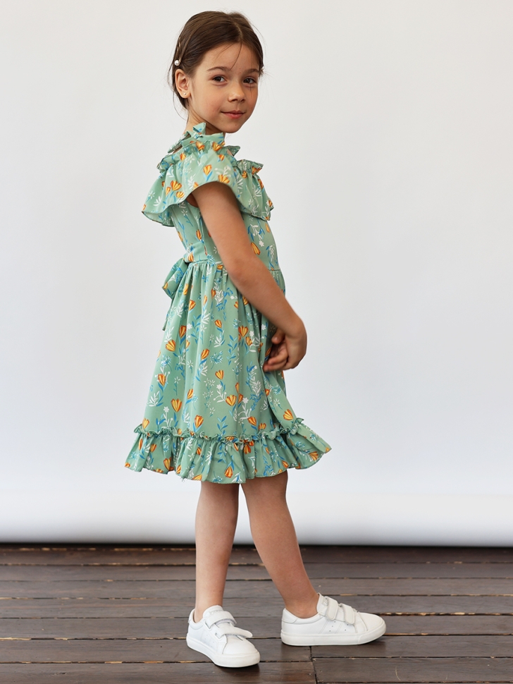 Платье для девочки вискоза БУШОН ST65, цвет шалфей 