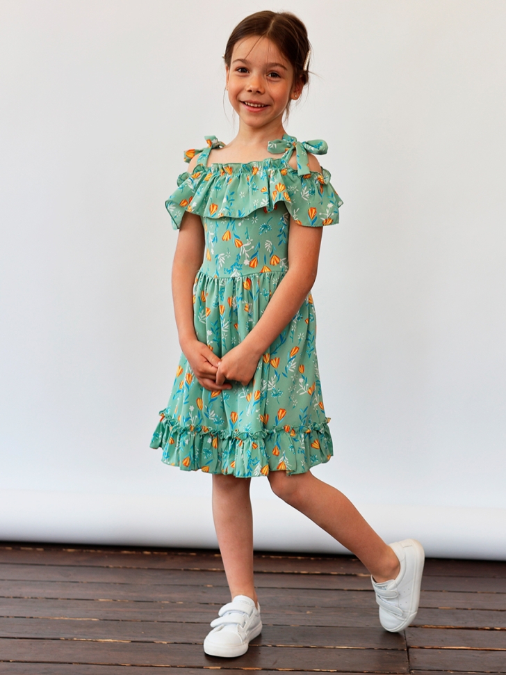 Платье для девочки вискоза БУШОН ST65, цвет шалфей 