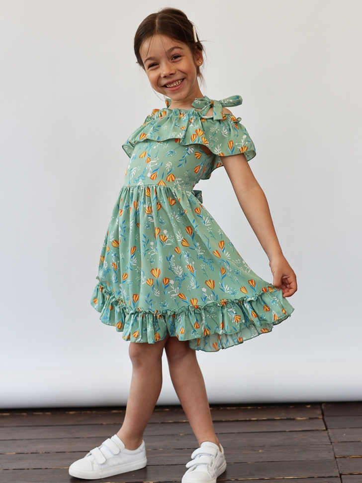 Платье для девочки вискоза БУШОН ST65, цвет шалфей 