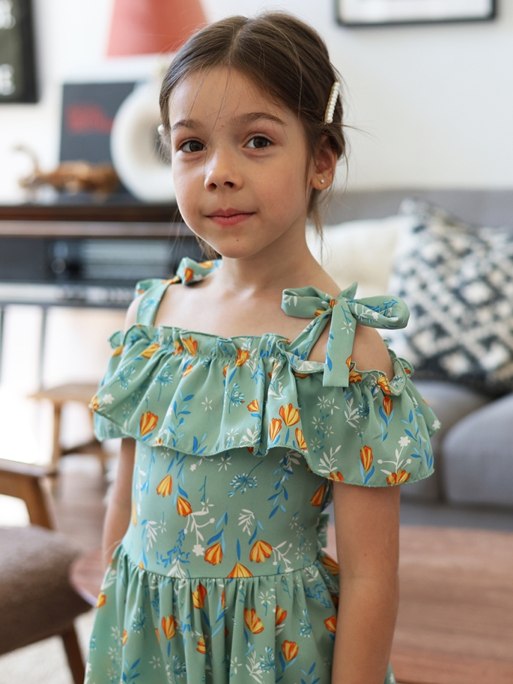 Платье для девочки вискоза БУШОН ST65, цвет шалфей 