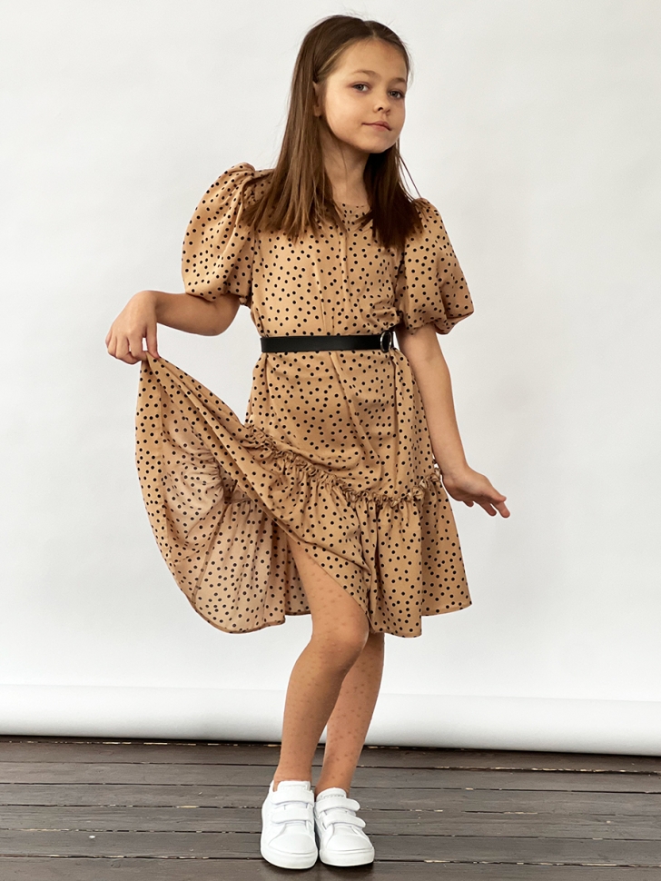 Платье для девочки нарядное БУШОН ST62, цвет коричневый 