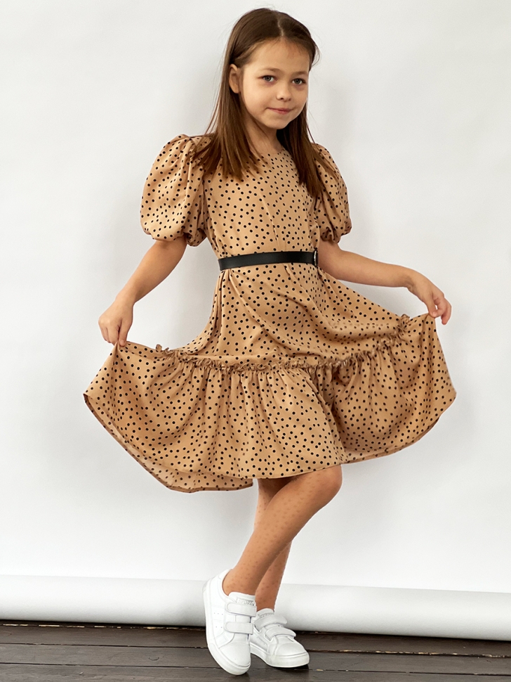 Платье для девочки нарядное БУШОН ST62, цвет коричневый 