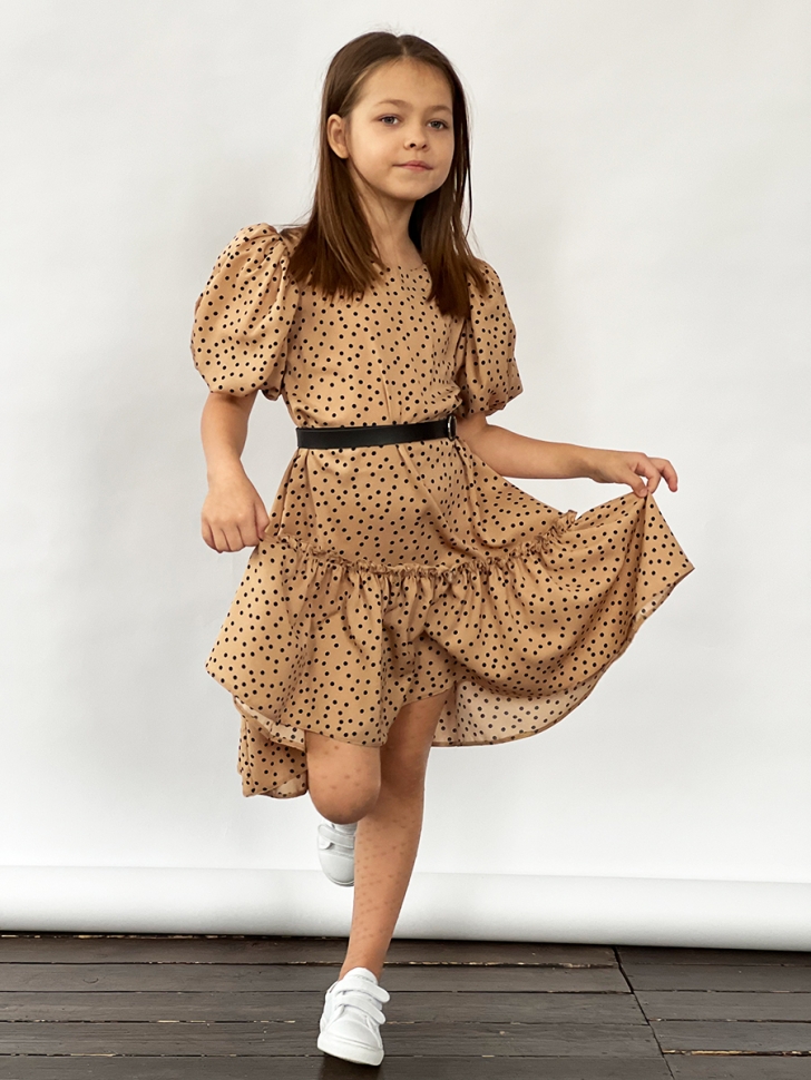 Платье для девочки нарядное БУШОН ST62, цвет коричневый 