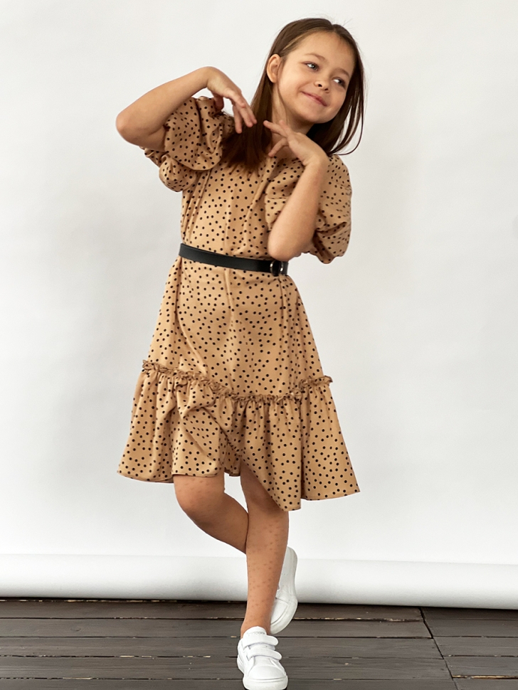 Платье для девочки нарядное БУШОН ST62, цвет коричневый 