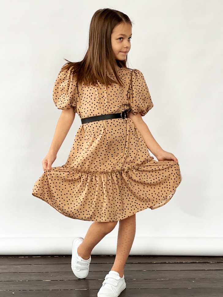 Платье для девочки нарядное БУШОН ST62, цвет коричневый 