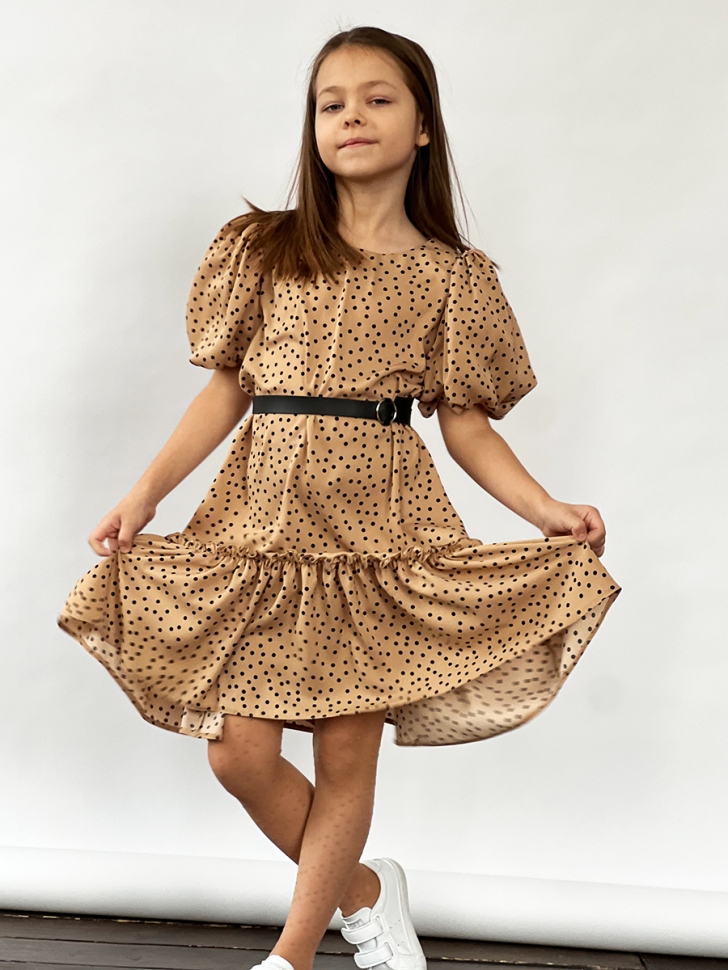 Платье для девочки нарядное БУШОН ST62, цвет коричневый 