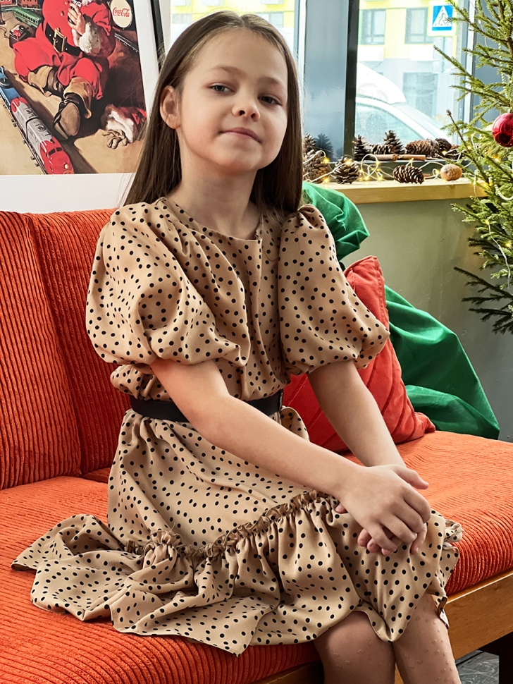 Платье для девочки нарядное БУШОН ST62, цвет коричневый 