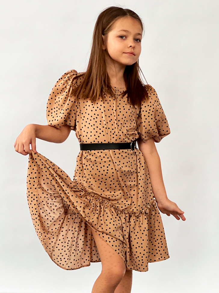 Платье для девочки нарядное БУШОН ST62, цвет коричневый 