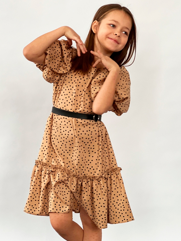 Платье для девочки нарядное БУШОН ST62, цвет коричневый 