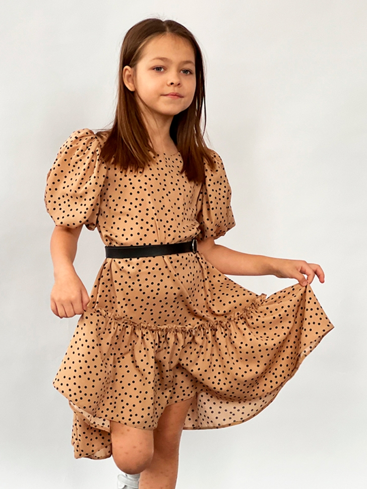 Платье для девочки нарядное БУШОН ST62, цвет коричневый 