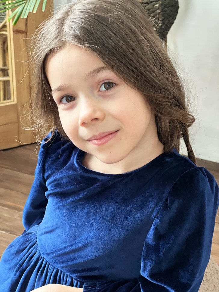 Платье велюровое нарядное БУШОН ST63, цвет темно-синий