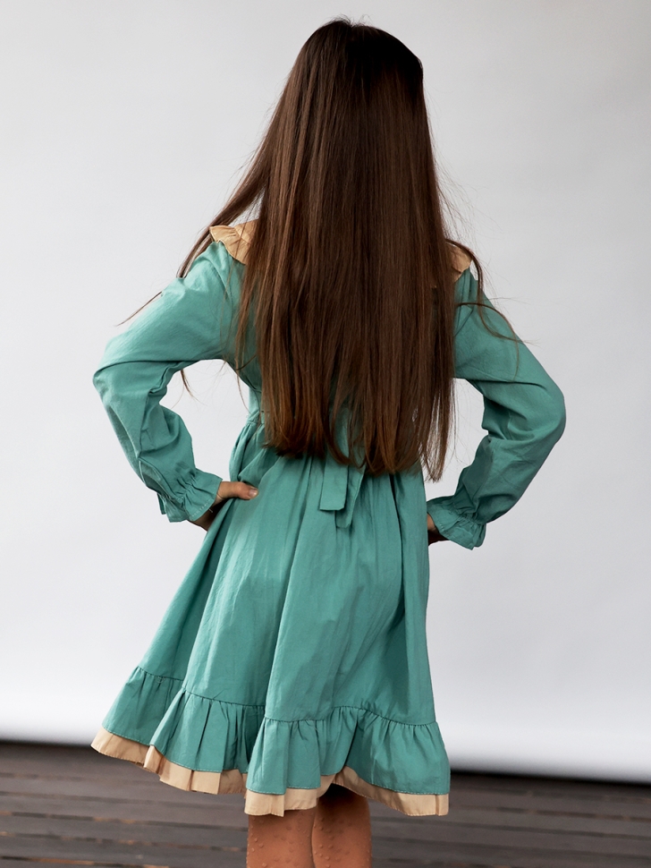 Платье для девочки нарядное БУШОН ST593, цвет бирюзовый 