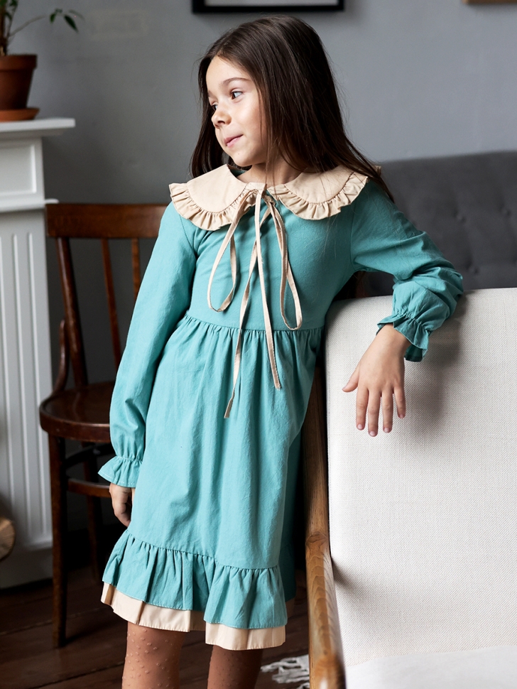 Платье для девочки нарядное БУШОН ST593, цвет бирюзовый 