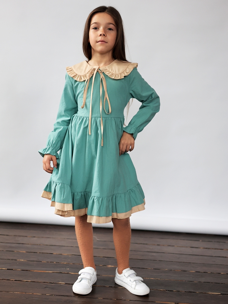 Платье для девочки нарядное БУШОН ST593, цвет бирюзовый 