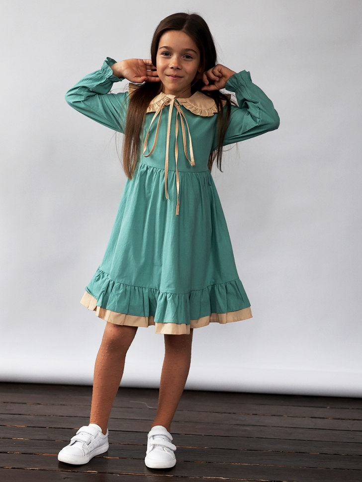 Платье для девочки нарядное БУШОН ST593, цвет бирюзовый 