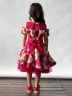 Платье для девочки нарядное БУШОН ST31, стиляги цвет малиновый/желтый пояс красный, принт красные цветы 