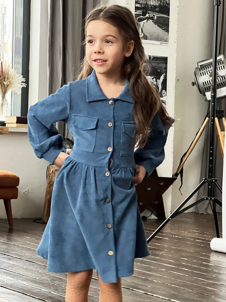 Платье для девочки школьное БУШОН ST73, цвет джинс