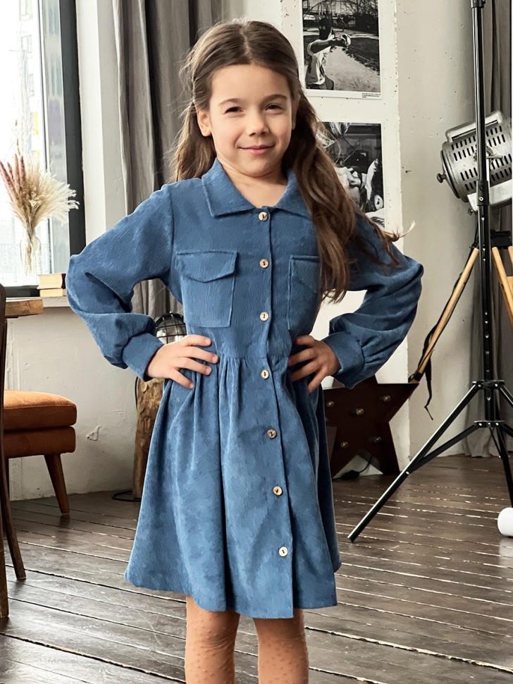 Платье для девочки школьное БУШОН ST73, цвет джинс