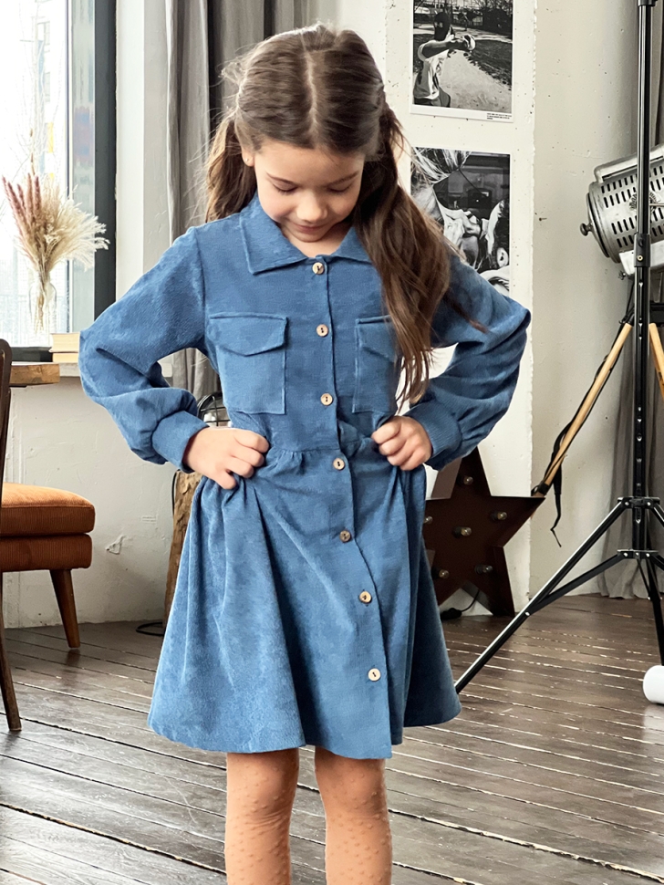 Платье для девочки школьное БУШОН ST73, цвет джинс