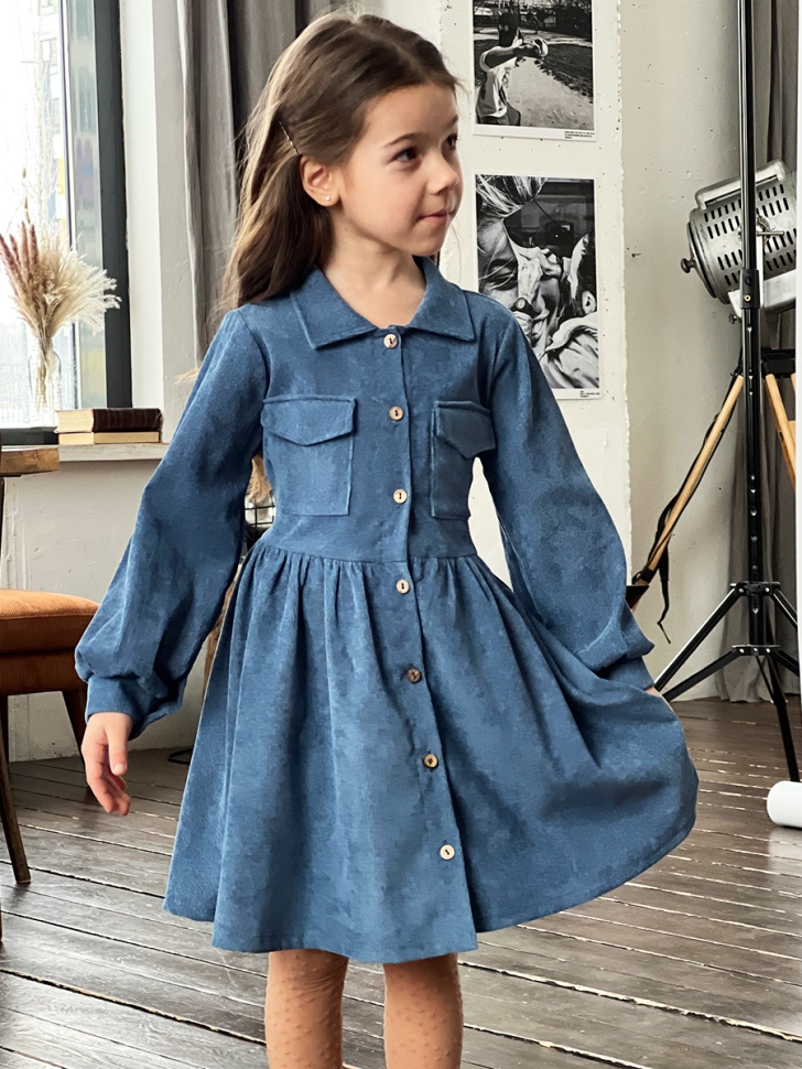 Платье для девочки школьное БУШОН ST73, цвет джинс