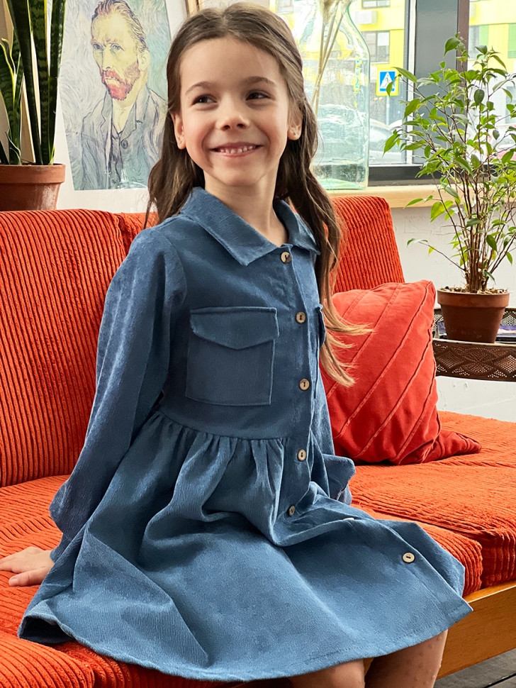 Платье для девочки школьное БУШОН ST73, цвет джинс