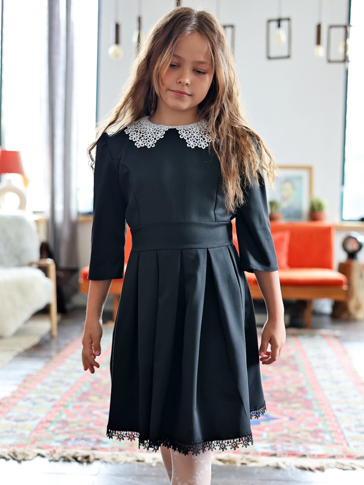 Платье для девочки школьное БУШОН SK1113, цвет черный