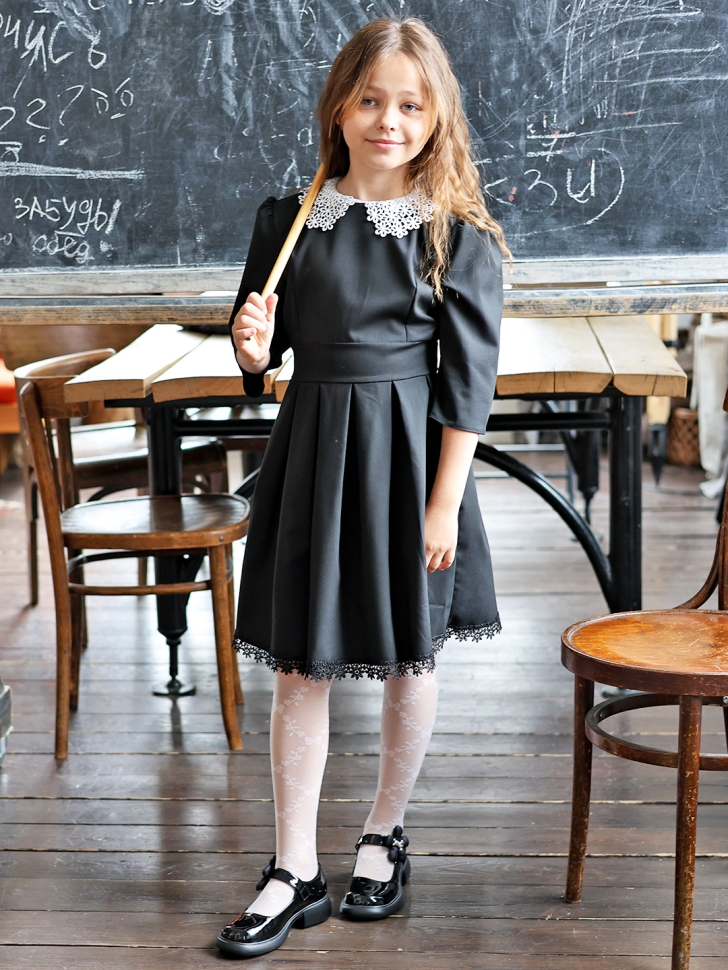 Платье для девочки школьное БУШОН SK1113, цвет черный