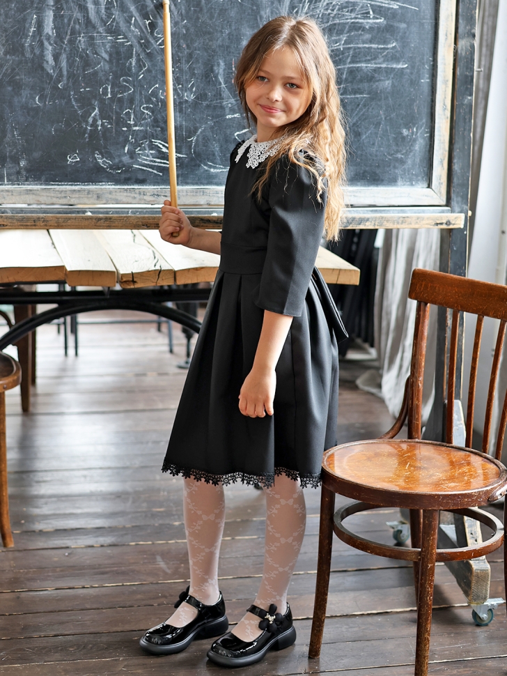 Платье для девочки школьное БУШОН SK1113, цвет черный