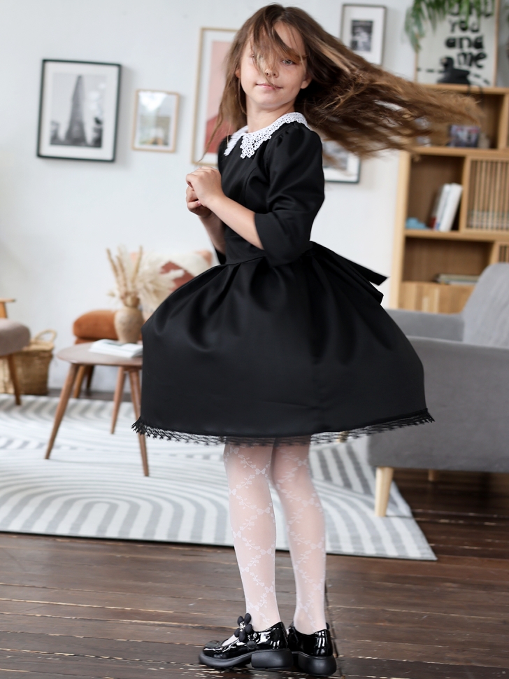 Платье для девочки школьное БУШОН SK1113, цвет черный
