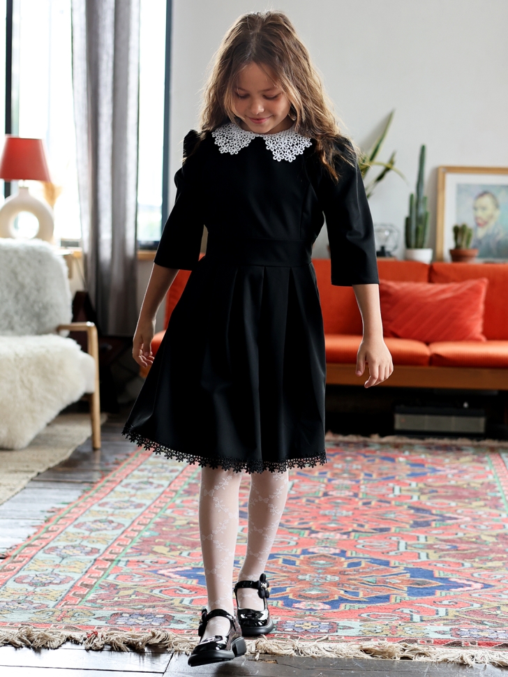 Платье для девочки школьное БУШОН SK1113, цвет черный