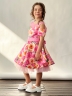 Платье для девочки нарядное БУШОН ST31, стиляги цвет розовый/желтый пояс розовый, принт цветы 