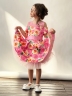 Платье для девочки нарядное БУШОН ST31, стиляги цвет розовый/желтый пояс розовый, принт цветы 