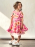 Платье для девочки нарядное БУШОН ST31, стиляги цвет розовый/желтый пояс розовый, принт цветы 