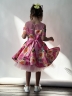 Платье для девочки нарядное БУШОН ST31, стиляги цвет розовый/желтый пояс розовый, принт цветы 