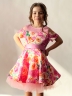 Платье для девочки нарядное БУШОН ST31, стиляги цвет розовый/желтый пояс розовый, принт цветы 