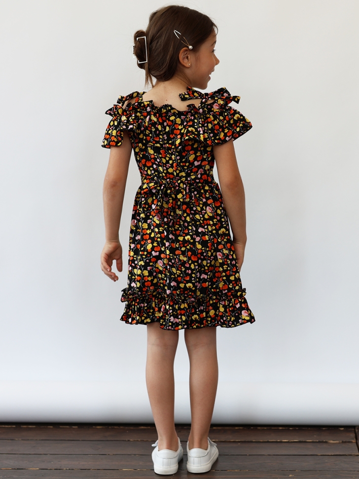 Платье для девочки вискоза БУШОН ST65, цвет черный/мультиколор