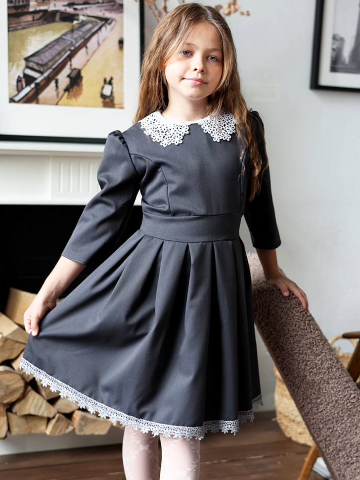 Платье для девочки школьное БУШОН SK111, цвет серый