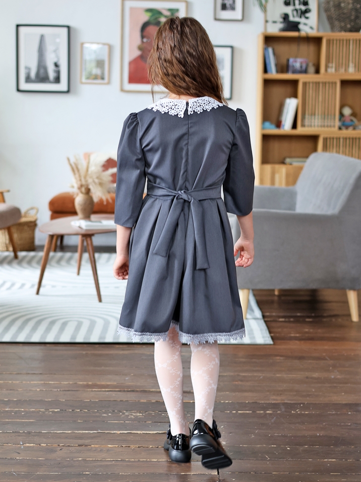 Платье для девочки школьное БУШОН SK111, цвет серый