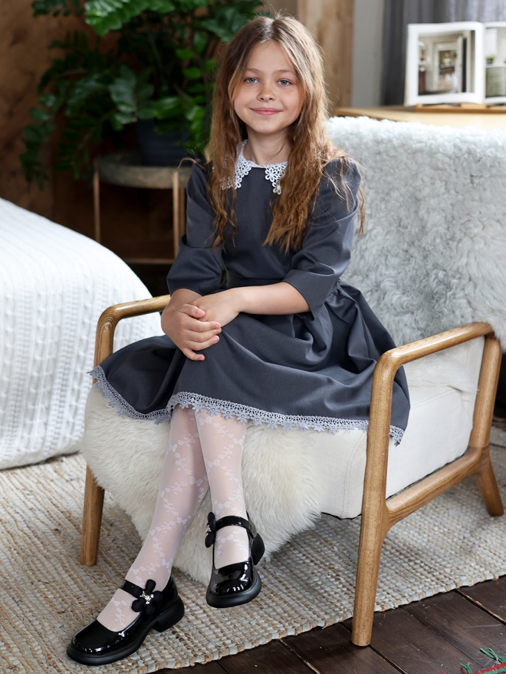 Платье для девочки школьное БУШОН SK111, цвет серый