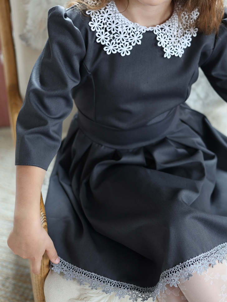 Платье для девочки школьное БУШОН SK111, цвет серый