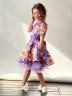 Платье для девочки нарядное БУШОН ST31, стиляги цвет сирень/желтый пояс сирень, принт цветы 