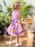 Платье для девочки нарядное БУШОН ST31, стиляги цвет сирень/желтый пояс сирень, принт цветы 