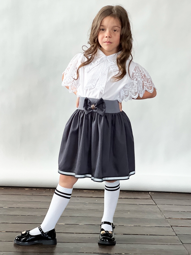 Юбка для девочек школьная БУШОН, модель SK90, цвет графит 
