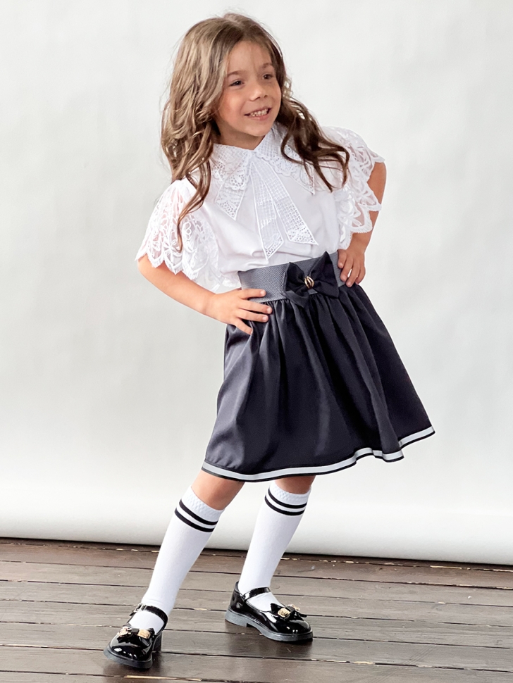 Юбка для девочек школьная БУШОН, модель SK90, цвет графит 