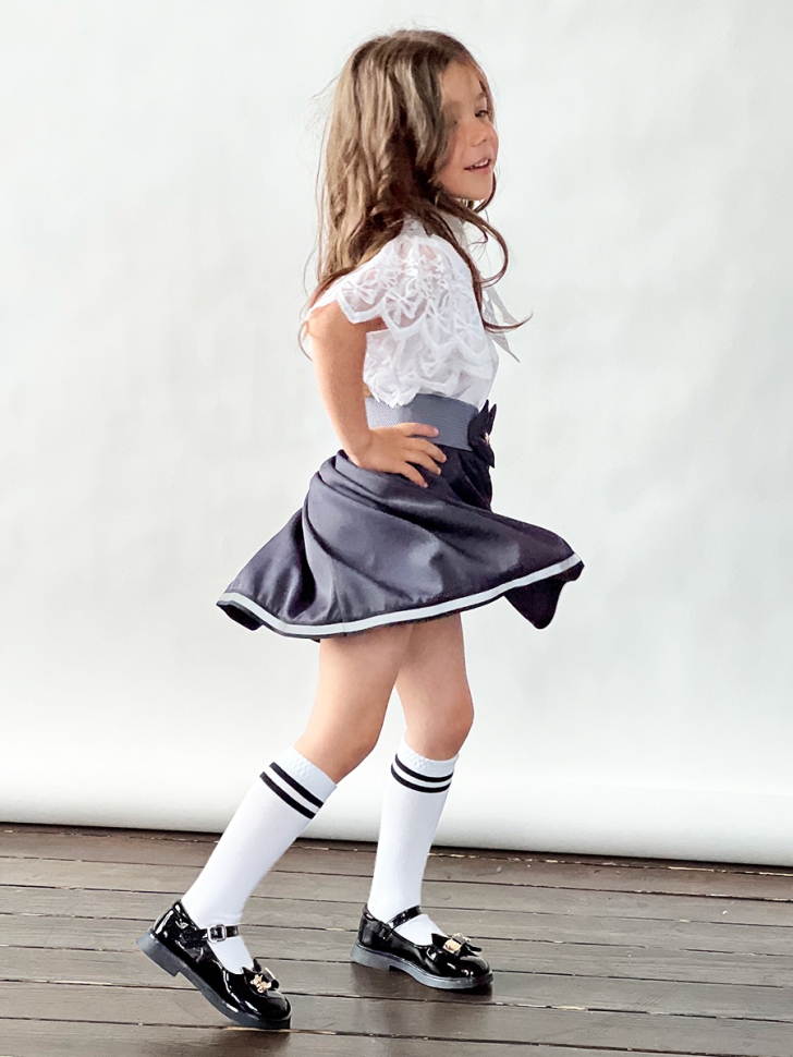 Юбка для девочек школьная БУШОН, модель SK90, цвет графит 