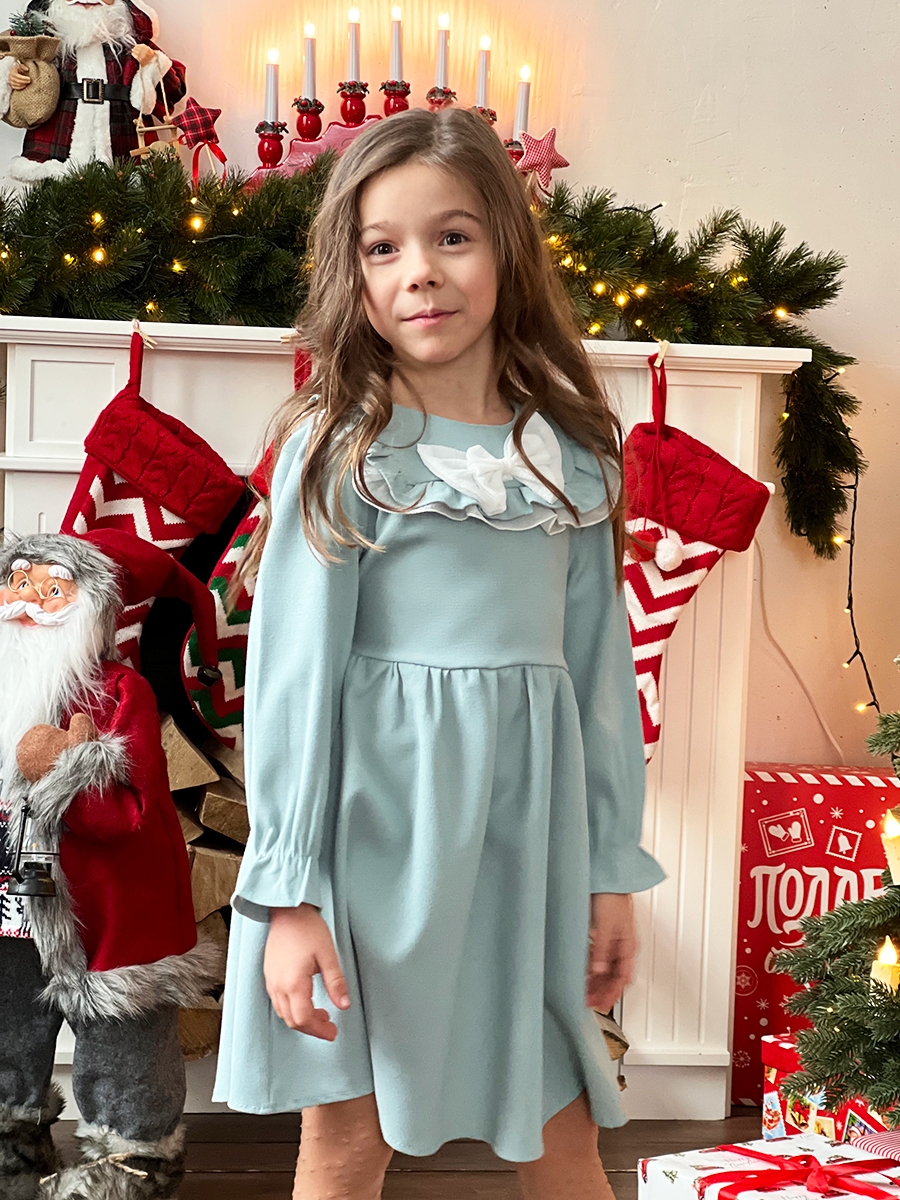 Платье для девочки нарядное БУШОН ST59, цвет серо-голубой 