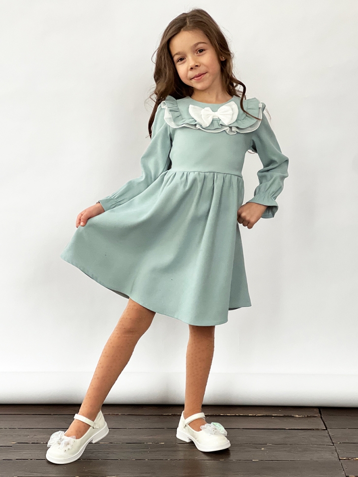 Платье для девочки нарядное БУШОН ST59, цвет серо-голубой 