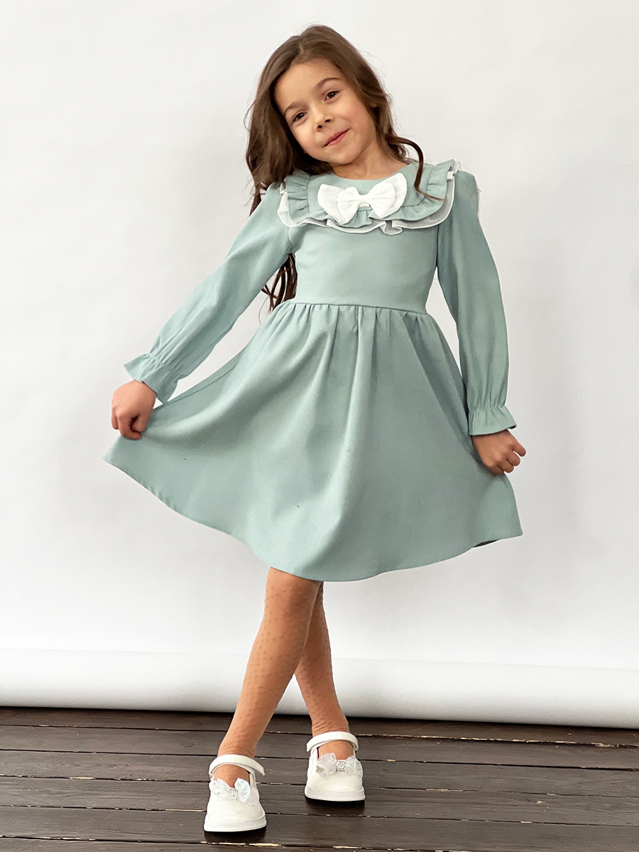 Платье для девочки нарядное БУШОН ST59, цвет серо-голубой 