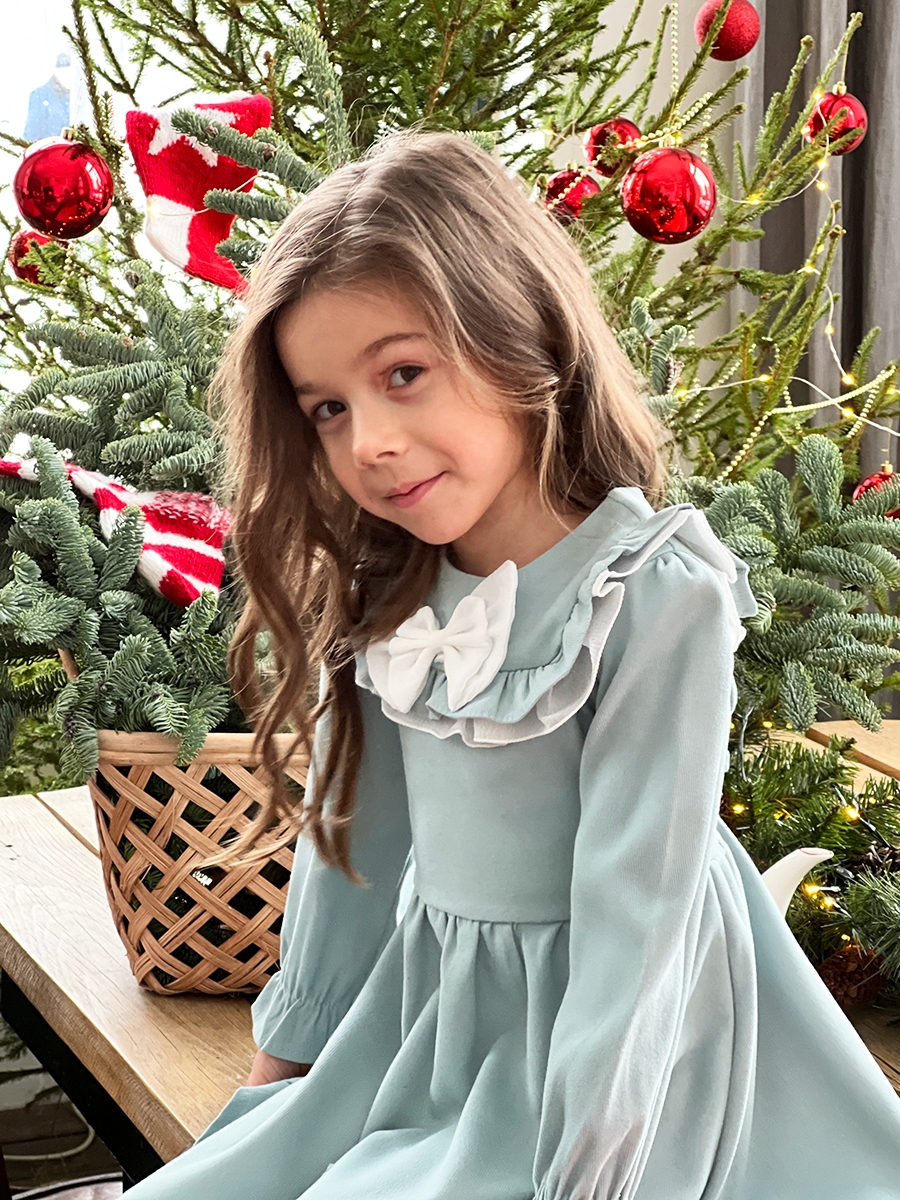 Платье для девочки нарядное БУШОН ST59, цвет серо-голубой 