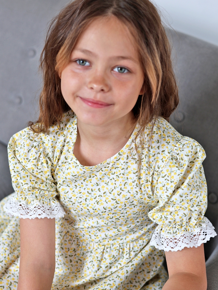 Платье для девочки прованс БУШОН XB881, цвет белый/желтый цветы
